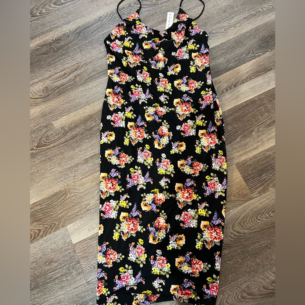 alice + olivia Delora magnolia-print fitted dress